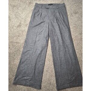 Jessie Liu Wide Leg Trousers Size Large  Pants Gray Pleated Cuffs Office Dress